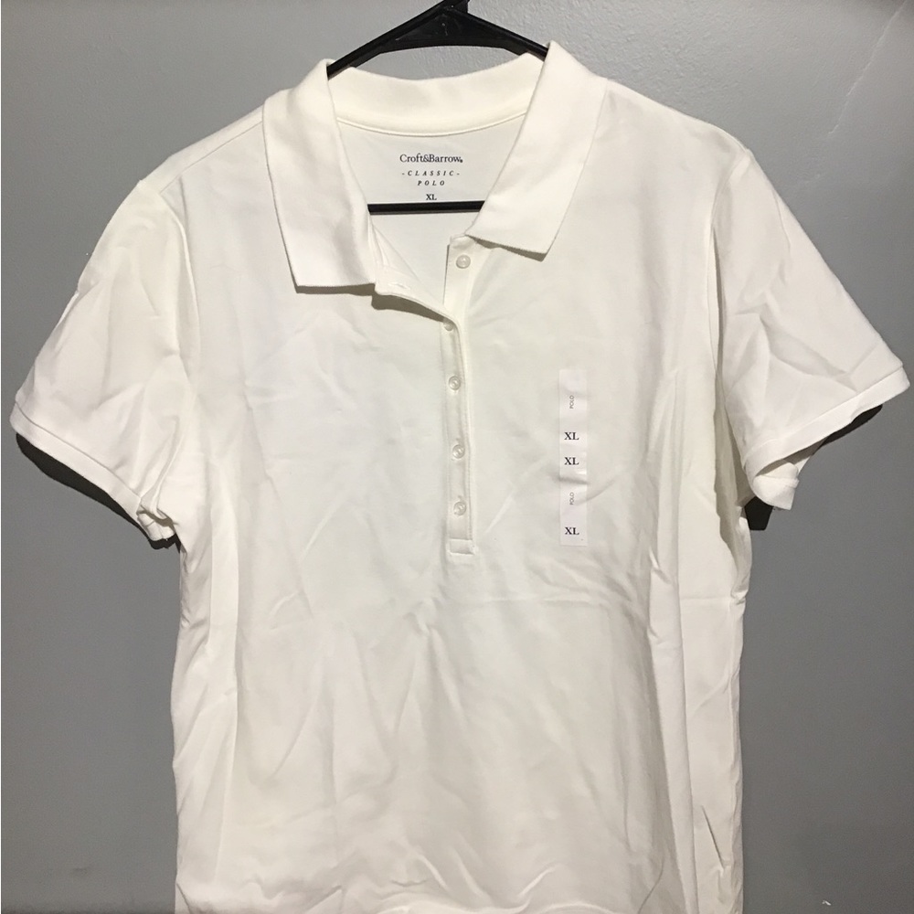Croft & Barrow Mens White Pique Polo Size XL